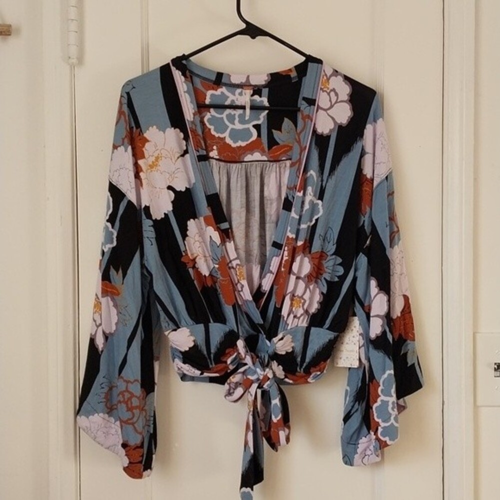 Free People Blouse Crop Tie Women's XS NWT